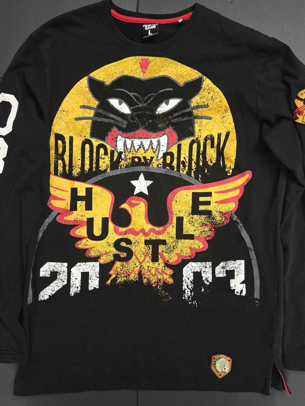 Hustle Gang by Rapper T.I Men Large Baggy Crewneck "Block by Block" long sleeve